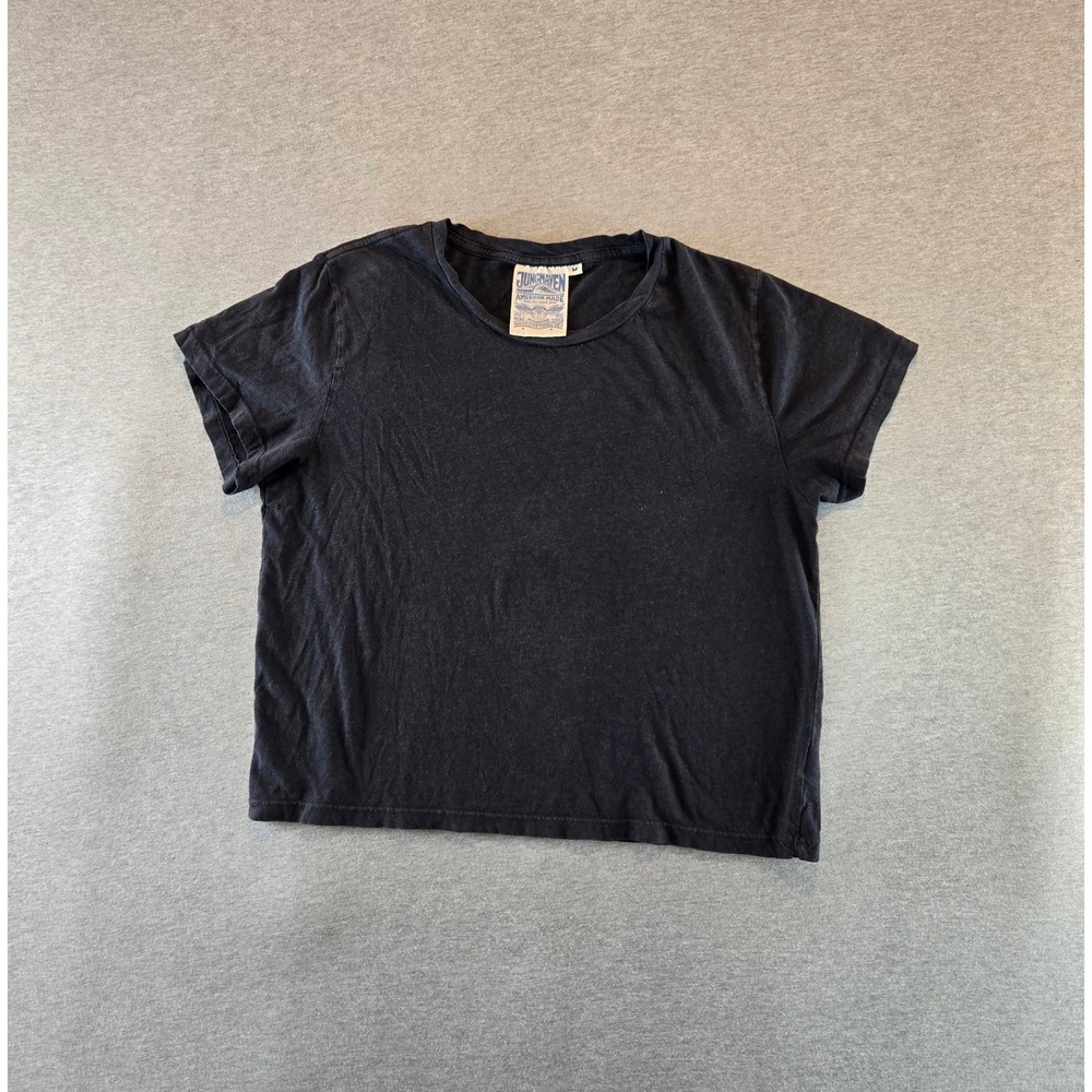 Jungmaven Ojai Cropped Tee Women Size M Black Hemp Organic Cotton Short Sleeve